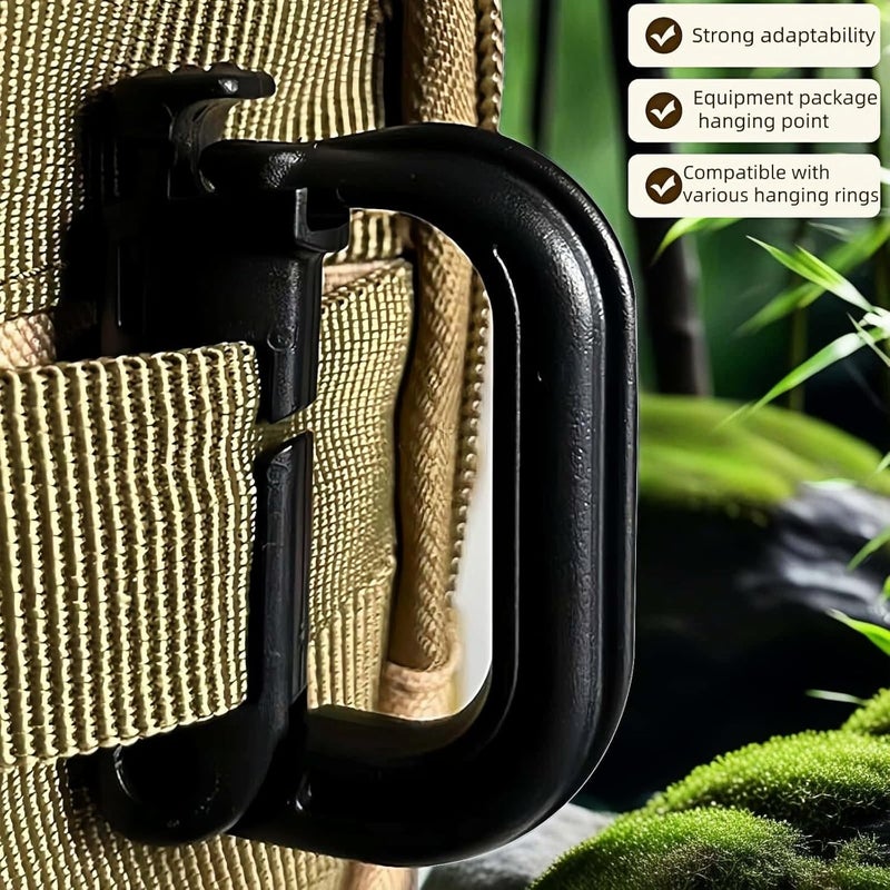 RyanDesign Tactical D-Ring Carabiner for Hiking/Military/EDC - Lightweight Plastic Mountain Carabiner with Quick-Release, MOLLE Compatible, 10-Pack Black - Image 3